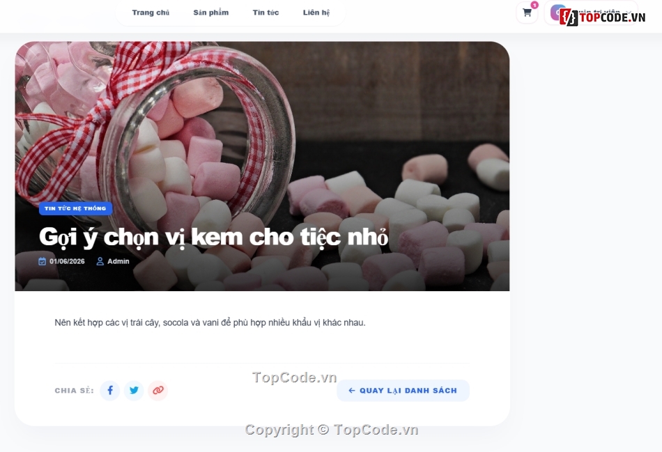 Web bán bánh kem,Website bán hàng,bán kem